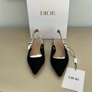 DIOR J’ADIOR SLINGBACK FLAT BLACK TECHNICAL FABRIC